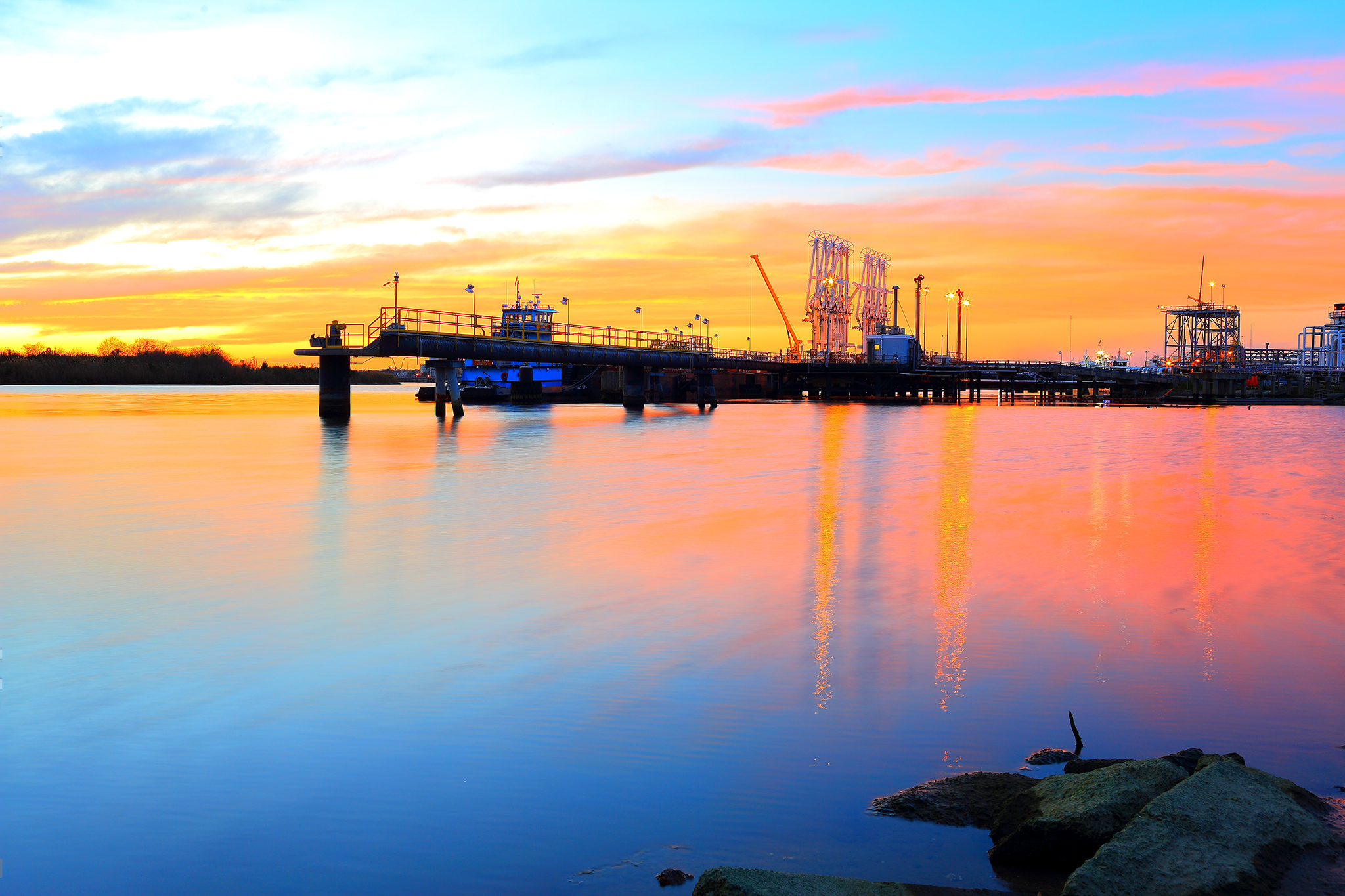 Louisiana waterway at sunset